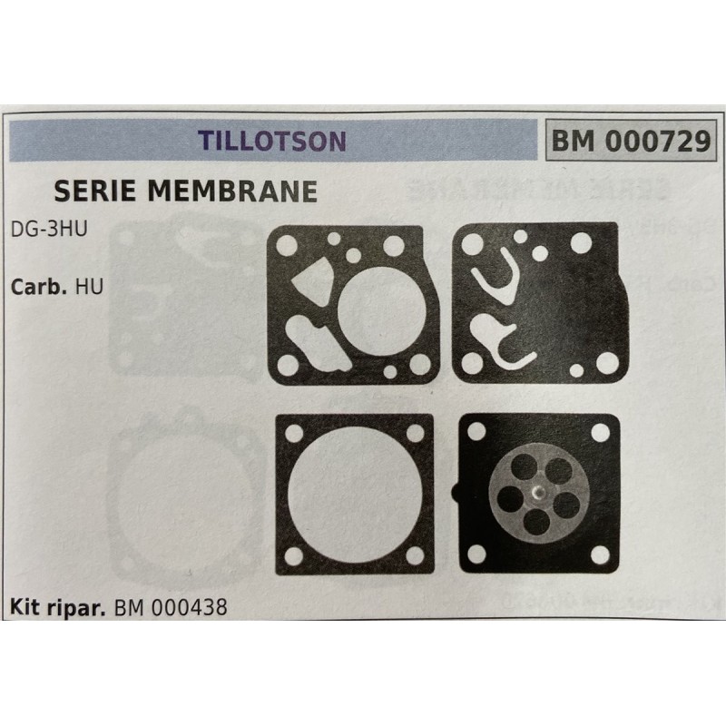 BRUMAR MEMBRANAKIT RIPARAZIONE TILLOTSON  SERIE MEMBRANE DG3HU  Carb HU  Kit ripar BM 000438