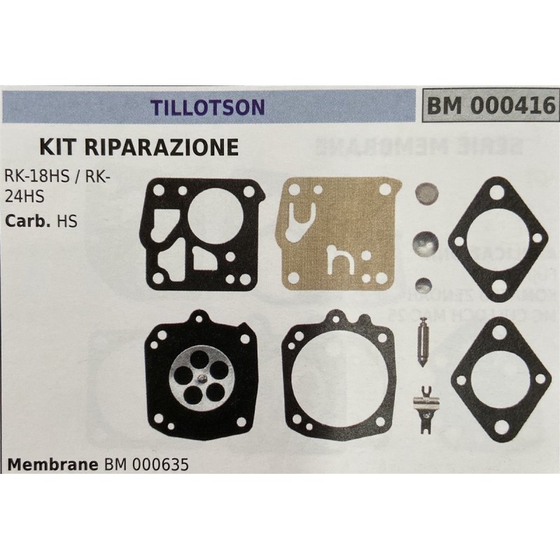 BRUMAR MEMBRANAKIT RIPARAZIONE TILLOTSON  KIT RIPARAZIONE RK18HS  RK24HS  Carb HS  Membrane BM 000635