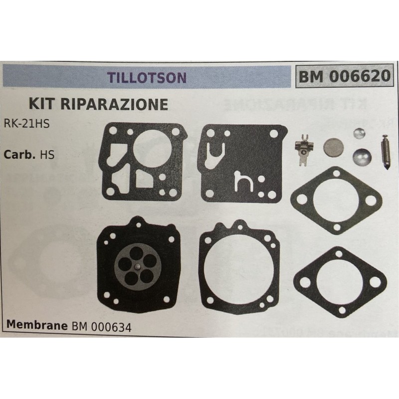 BRUMAR MEMBRANAKIT RIPARAZIONE TILLOTSON  KIT RIPARAZIONE RK21HS  Carb HS  Membrana BM 000634