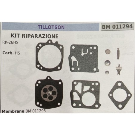 BRUMAR MEMBRANAKIT RIPARAZIONE TILLOTSON  KIT RIPARAZIONE RK26HS  Carb HS  Membrane BM 011295