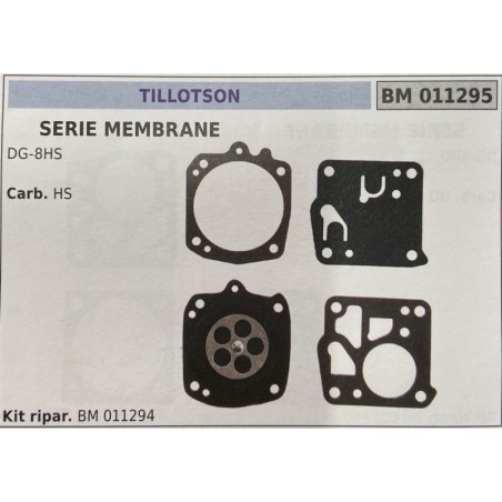 BRUMAR MEMBRANAKIT RIPARAZIONE TILLOTSON  SERIE MEMBRANE DG8HS  Carb HS  Kit ripar BM 011294