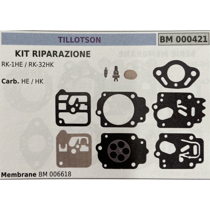 BRUMAR MEMBRANAKIT RIPARAZIONE TILLOTSON  KIT RIPARAZIONE RK1HE  RK32HK  Carb HE  HK  Membrane BM 006618