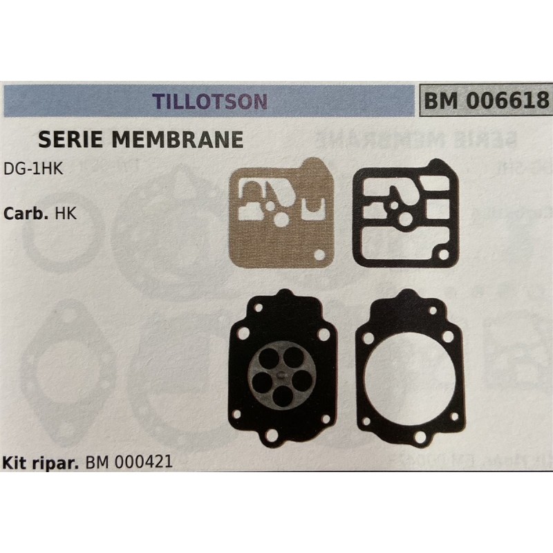 BRUMAR MEMBRANAKIT RIPARAZIONE TILLOTSON  SERIE MEMBRANE DG1HK  Carb HK  Kit ripar BM 000421