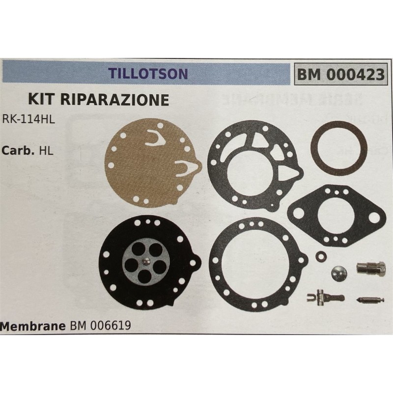 BRUMAR MEMBRANAKIT RIPARAZIONE TILLOTSON  KIT RIPARAZIONE RK114HL  Carb HL  Membrane BM 006619