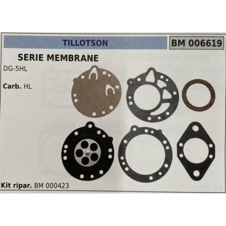 BRUMAR MEMBRANAKIT RIPARAZIONE TILLOTSON  SERIE MEMBRANE DG5HL  Carb HL  Kit ripar BM 000423
