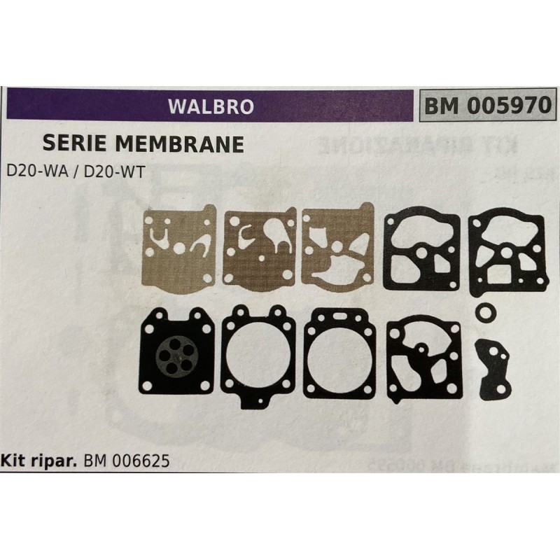 BRUMAR MEMBRANAKIT RIPARAZIONE WALBRO  SERIE MEMBRANE D20WA  D20WT  Kit ripar BM 006625