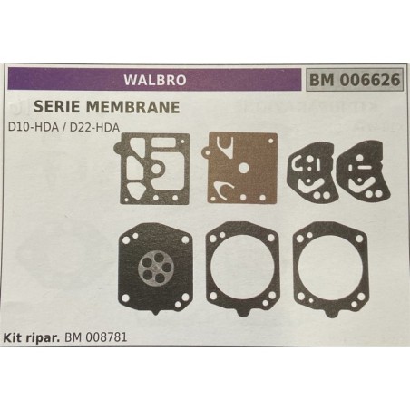 BRUMAR MEMBRANAKIT RIPARAZIONE WALBRO  SERIE MEMBRANE D10HDA  D22HDA  Kit ripar BM 008781  BM 006635  BM 008765  BM 018353