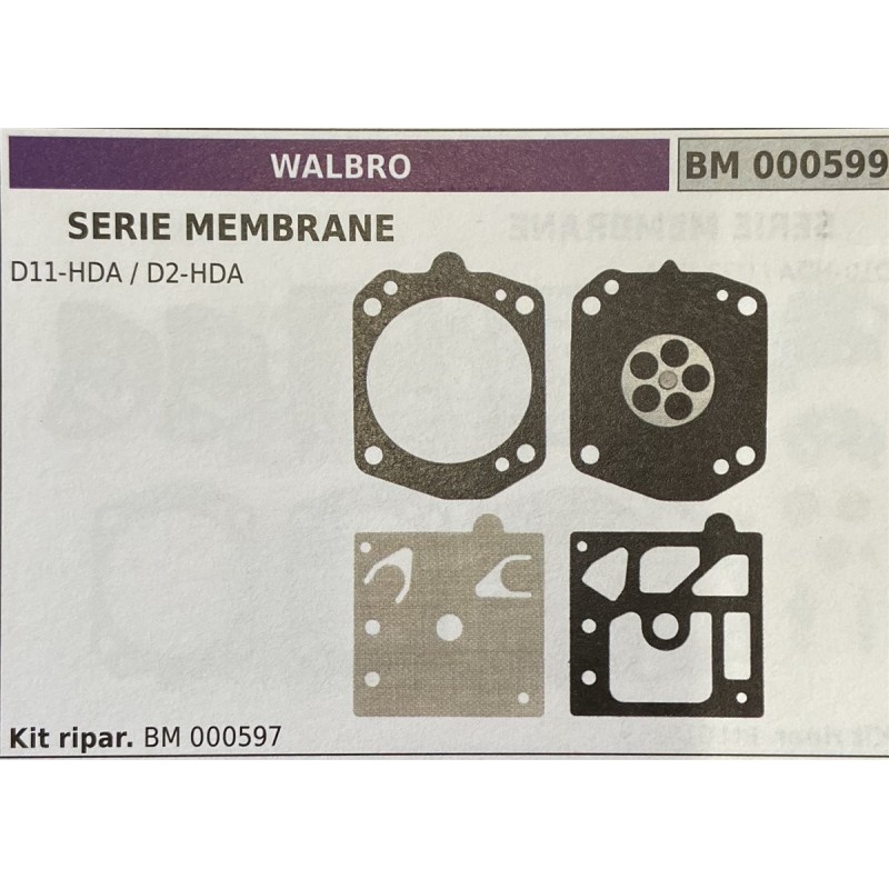 BRUMAR MEMBRANAKIT RIPARAZIONE WALBRO  SERIE MEMBRANE D11HDA  D2HDA  Kit ripar BM 000597