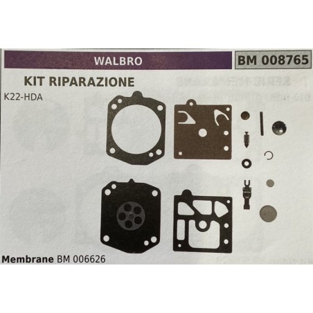 BRUMAR MEMBRANAKIT RIPARAZIONE WALBRO  KIT RIPARAZIONE K22HDA  Membrane BM 006626