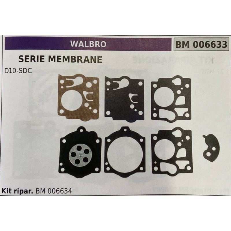 BRUMAR MEMBRANAKIT RIPARAZIONE WALBRO  SERIE MEMBRANE D10SDC  Kit ripar BM 006634