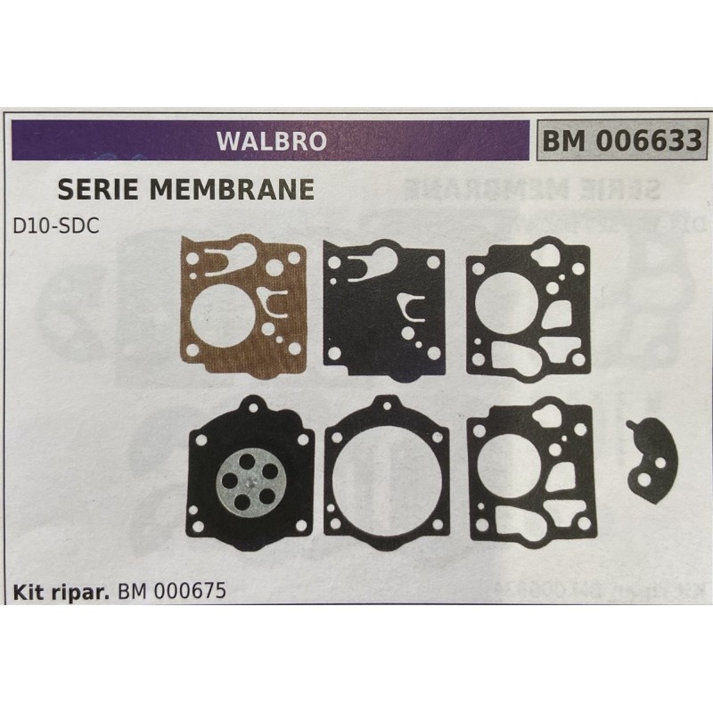 BRUMAR MEMBRANAKIT RIPARAZIONE WALBRO  SERIE MEMBRANE D1SDC  Kit ripar BM 000675