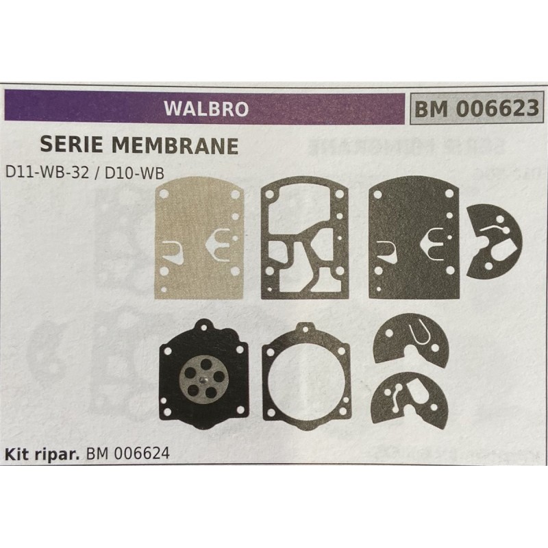 BRUMAR MEMBRANAKIT RIPARAZIONE WALBRO  SERIE MEMBRANE D11WB32  D10WB  Kit ripar BM 006624