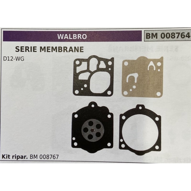 BRUMAR MEMBRANAKIT RIPARAZIONE WALBRO  SERIE MEMBRANE D12WG  Kit ripar BM 008767