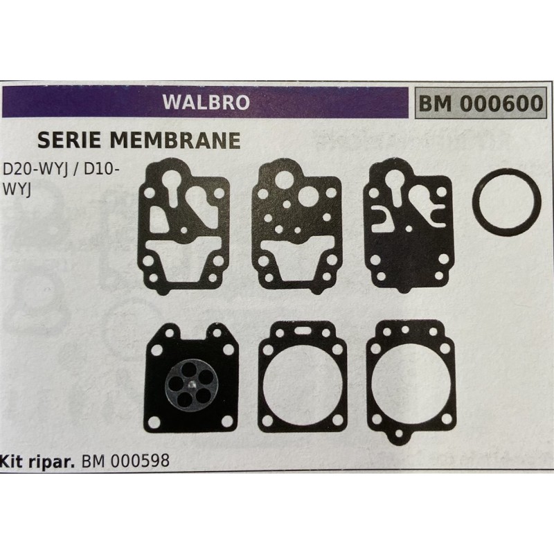 BRUMAR MEMBRANAKIT RIPARAZIONE WALBRO  SERIE MEMBRANE D20WYJ  D10WYJ  Kit ripar BM 000598