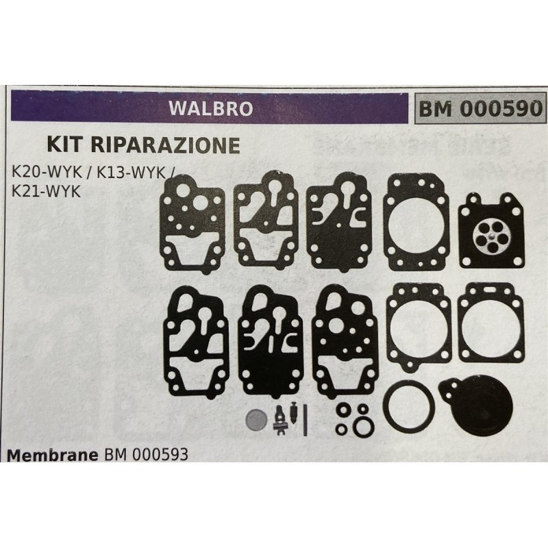 BRUMAR MEMBRANAKIT RIPARAZIONE WALBRO  KIT RIPARAZIONE K20WYK  K13WYK  K21WYK  MEMBRANE BM 000593  BM 000596