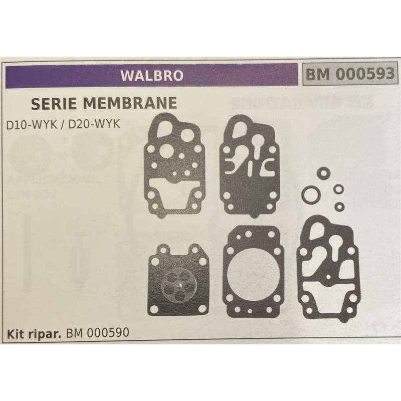 BRUMAR MEMBRANAKIT RIPARAZIONE WALBRO  SERIE MEMBRANE D10WYK  D20WYK  Kit ripar BM 000590