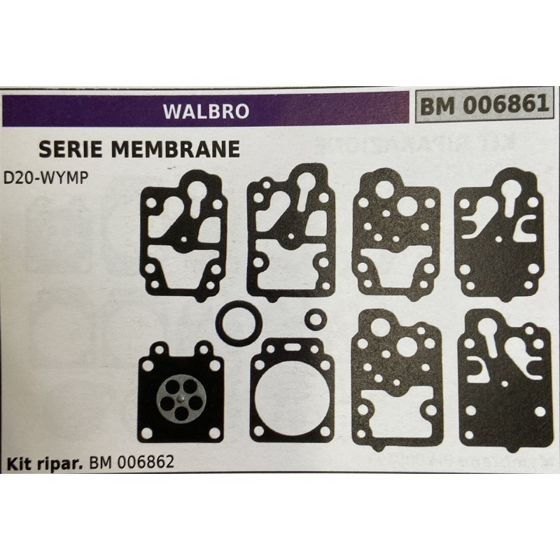 BRUMAR MEMBRANAKIT RIPARAZIONE WALBRO  SERIE MEMBRANE D20WYMP  Kit ripar BM 006862