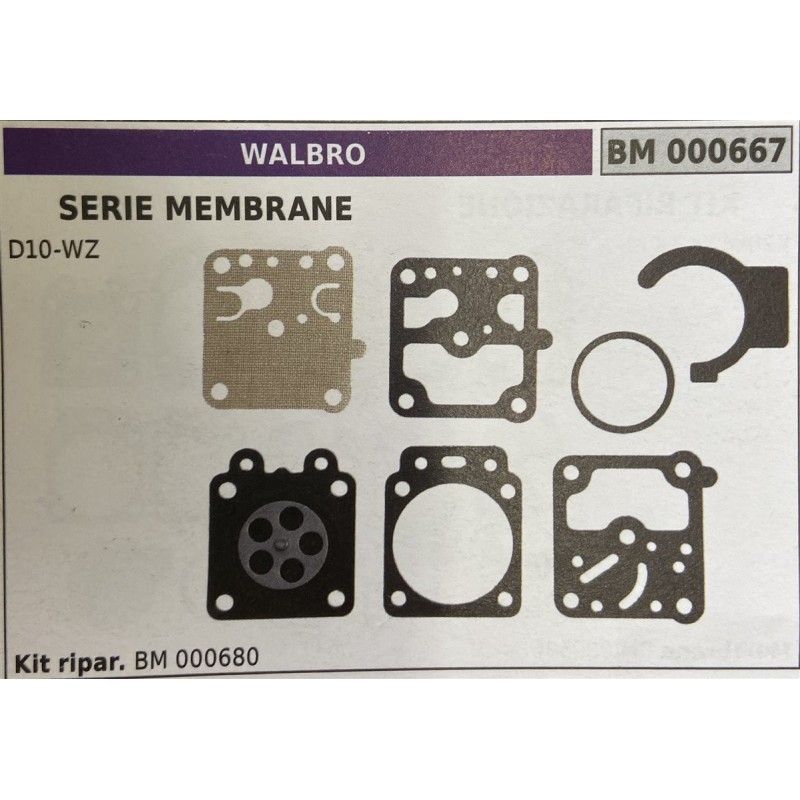 BRUMAR MEMBRANAKIT RIPARAZIONE WALBRO  SERIE MEMBRANE D10WZ  Kit ripar BM 000680