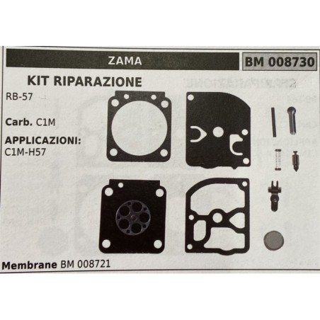 BRUMAR MEMBRANAKIT RIPARAZIONE ZAMA  KIT RIPARAZIONE RB57  Carb C1M  APPLICAZIONI C1MH57  Membrane BM 008721