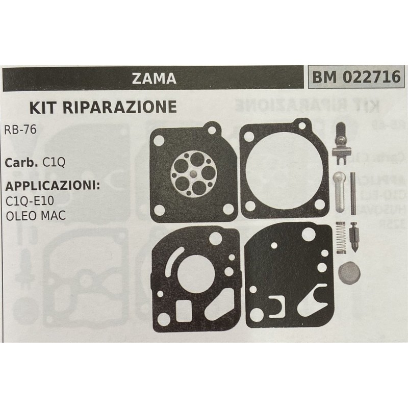 BRUMAR MEMBRANAKIT RIPARAZIONE ZAMA  KIT RIPARAZIONE RB76  Carb C1Q  APPLICAZIONI C1QE10 OLEO MAC  Membrane