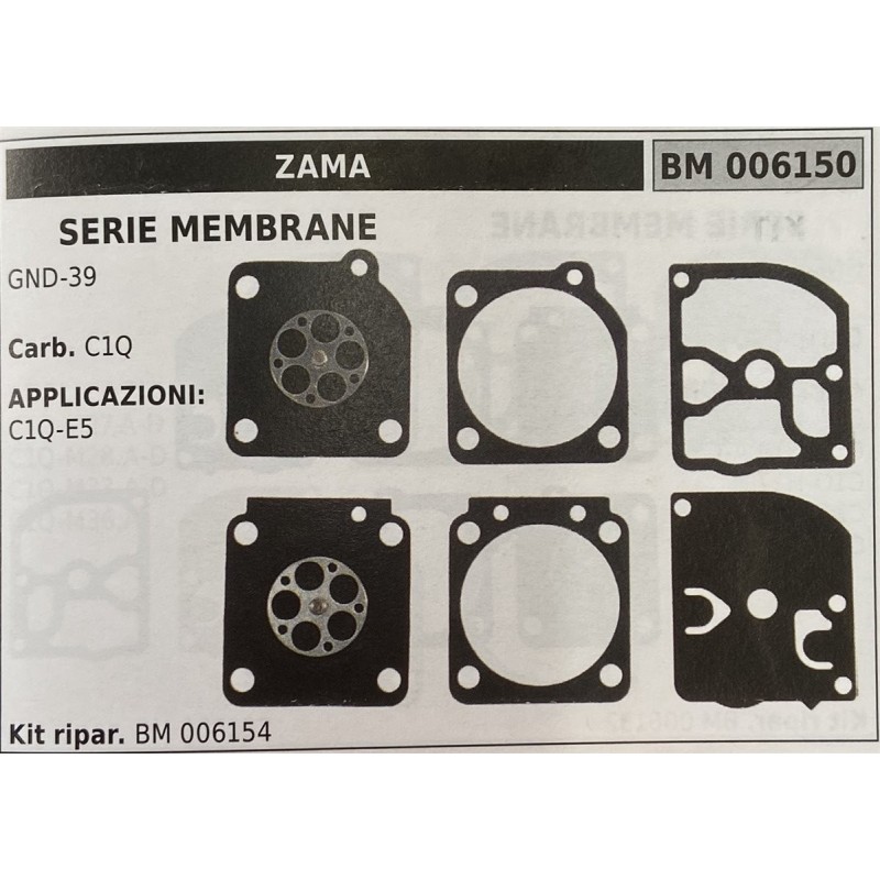 BRUMAR MEMBRANAKIT RIPARAZIONE ZAMA  SERIE MEMBRANE GND34  Carb C1Q  APPLICAZIONI C1QES  Kit ripar BM 006154