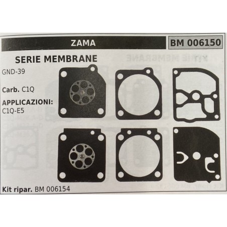 BRUMAR MEMBRANAKIT RIPARAZIONE ZAMA  SERIE MEMBRANE GND34  Carb C1Q  APPLICAZIONI C1QES  Kit ripar BM 006154