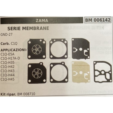 BRUMAR MEMBRANAKIT RIPARAZIONE ZAMA  SERIE MEMBRANE GND27  Carb C1Q  APPLICAZIONI C1QESA C1QH17AD C1QH35 C1QH42 C1QH43 C1QH44 C