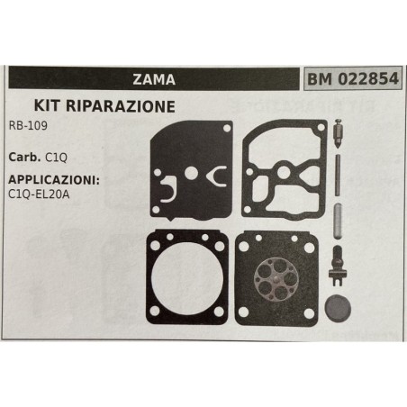 BRUMAR MEMBRANAKIT RIPARAZIONE ZAMA  KIT RIPARAZIONE RB109  Carb C1Q  APPLICAZIONI C1QEL20A  Membrane