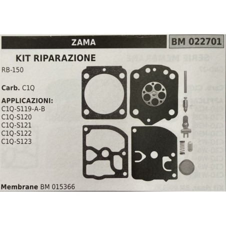 BRUMAR MEMBRANAKIT RIPARAZIONE ZAMA  KIT RIPARAZIONE RB150  Carb C1Q  APPLICAZIONI C1QS119AB C1QS120 C1QS121 C1QS122 C1QS123  M