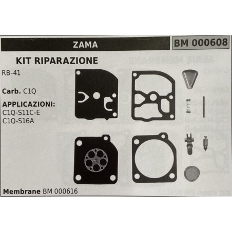 BRUMAR MEMBRANAKIT RIPARAZIONE ZAMA  KIT RIPARAZIONE RB41  Carb C1Q  APPLICAZIONI C1QS11CE C1QS16A  Membrane BM 000616