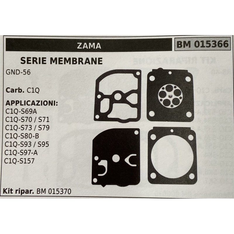 BRUMAR MEMBRANAKIT RIPARAZIONE ZAMA  SERIE MEMBRANE GND56  Carb C1Q  APPLICAZIONI C1QS69A C1QS70  S71 C1QS73  S79 C1QS80B C1QS9