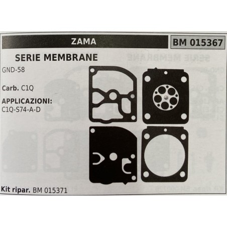 BRUMAR MEMBRANAKIT RIPARAZIONE ZAMA  SERIE MEMBRANE GND58  Carb C1Q  APPLICAZIONI C1QS74AD  Kit ripar BM 015371