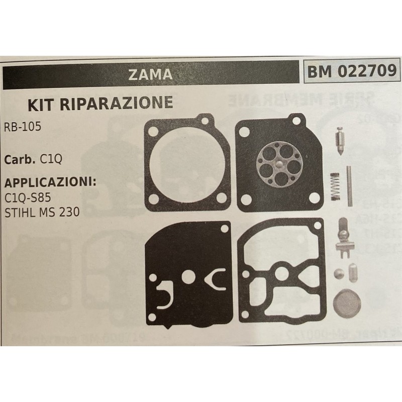 BRUMAR MEMBRANAKIT RIPARAZIONE ZAMA  KIT RIPARAZIONE RB105  Carb C1Q  APPLICAZIONI C1QS85 STIHL MS 230  Membrane