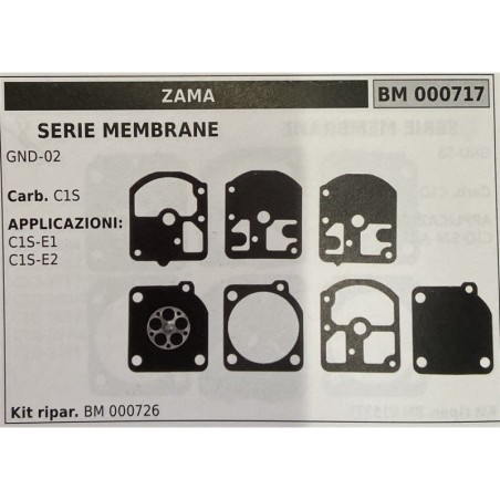 BRUMAR MEMBRANAKIT RIPARAZIONE ZAMA  SERIE MEMBRANE GND02  Carb C1S  APPLICAZIONI C1SE1 C1SE2  Kit ripar BM 000726