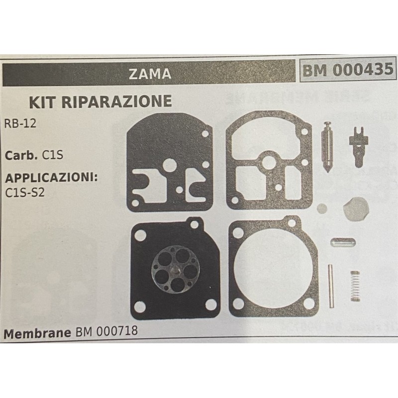 BRUMAR MEMBRANAKIT RIPARAZIONE ZAMA  KIT RIPARAZIONE RB12  Carb C1S  APPLICAZIONI C1SS2  Membrane BM 000718