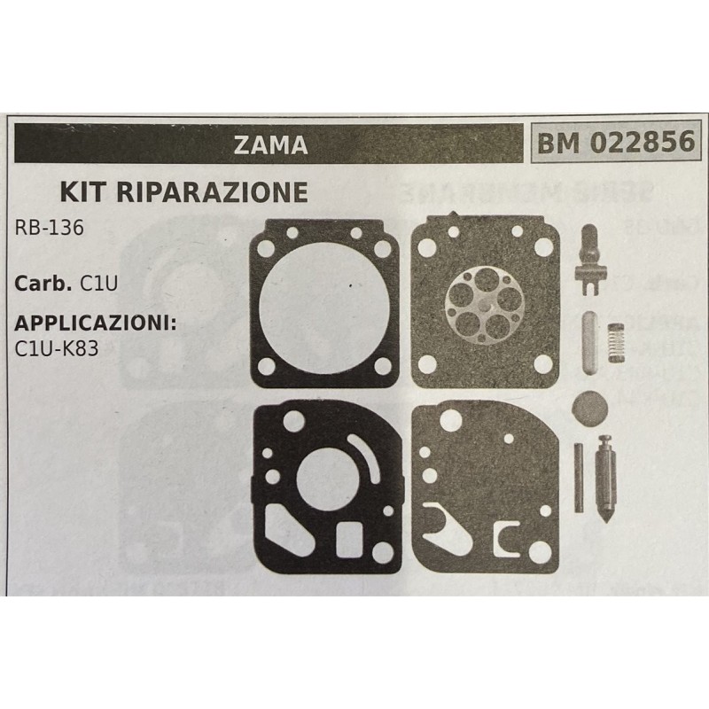 BRUMAR MEMBRANAKIT RIPARAZIONE ZAMA  KIT RIPARAZIONE RB136  Carb C1U  APPLICAZIONI C1UK83  Membrane