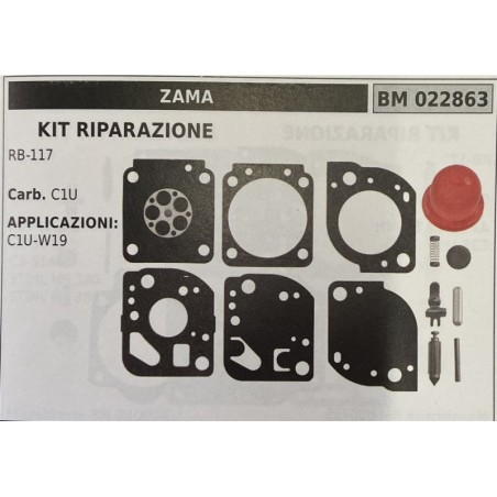 BRUMAR MEMBRANAKIT RIPARAZIONE ZAMA  KIT RIPARAZIONE RB117  Carb C1U  APPLICAZIONI C1UW19  Membrane