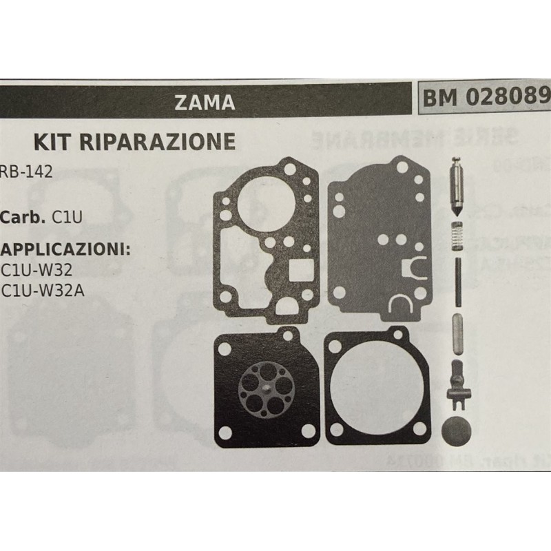 BRUMAR MEMBRANAKIT RIPARAZIONE ZAMA  KIT RIPARAZIONE RB142  Carb C1U  APPLICAZIONI C1UW32 C1UW32A  Membrane