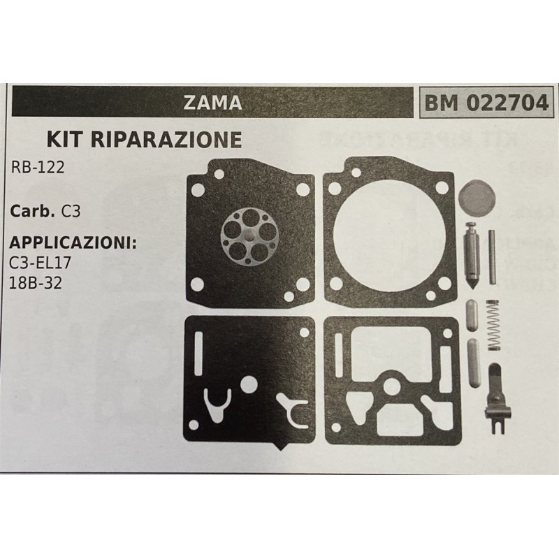 BRUMAR MEMBRANAKIT RIPARAZIONE ZAMA  KIT RIPARAZIONE RB122  Carb C3  APPLICAZIONI C3EL17 18B32  Membrane