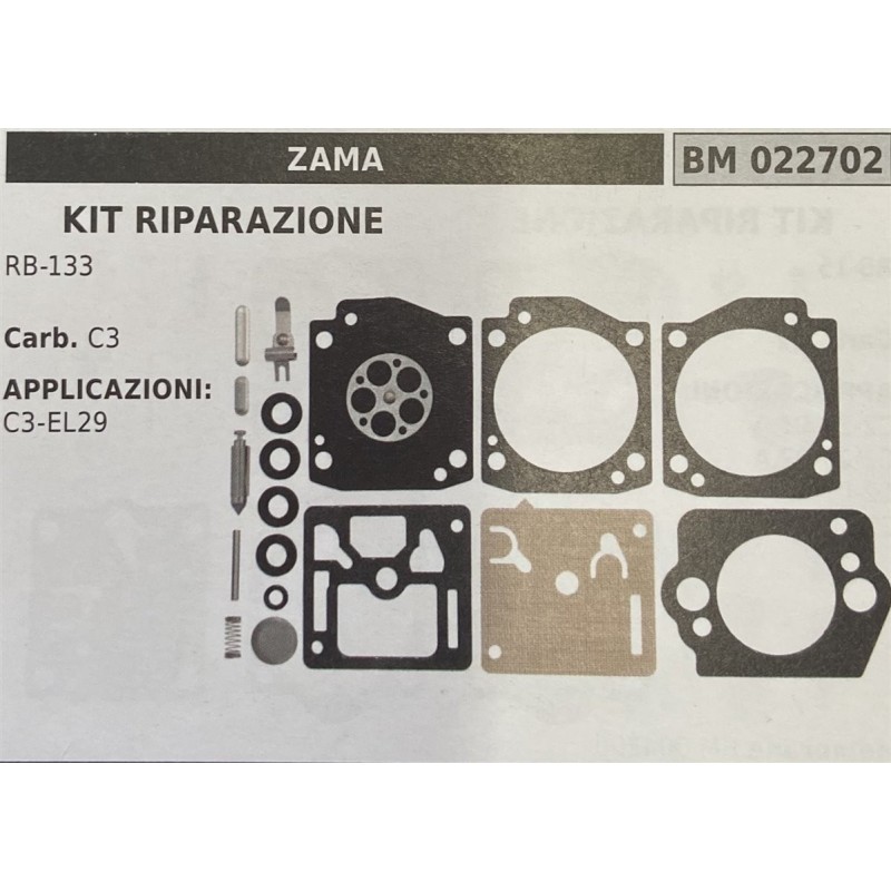 BRUMAR MEMBRANAKIT RIPARAZIONE ZAMA  KIT RIPARAZIONE RB133  Carb C3  APPLICAZIONI C3EL29  Membrane