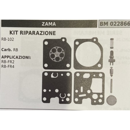 BRUMAR MEMBRANAKIT RIPARAZIONE ZAMA  KIT RIPARAZIONE RB102  Carb RB  APPLICAZIONI RBFR2 RBFR4  Membrane