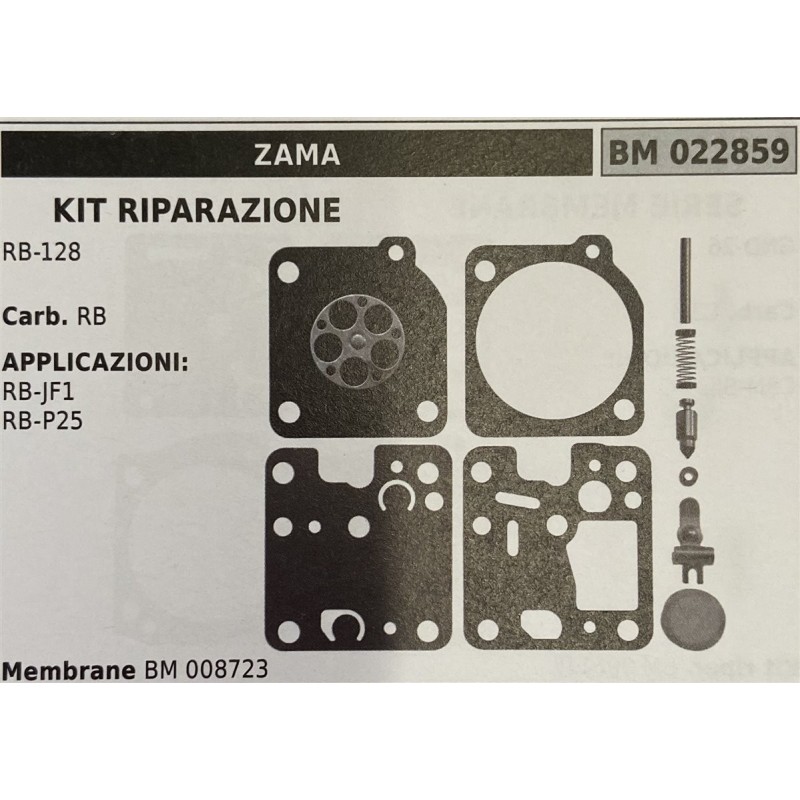 BRUMAR MEMBRANAKIT RIPARAZIONE ZAMA  KIT RIPARAZIONE RB128  Carb RB  APPLICAZIONI RBJF1 RBP25  Membrane BM 008723