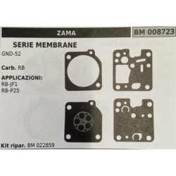 BRUMAR MEMBRANAKIT RIPARAZIONE ZAMA  SERIE MEMBRANE GND52  Carb RB  APPLICAZIONI RBJF1 RBP25  Kit ripar BM 022859