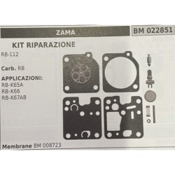 BRUMAR MEMBRANAKIT RIPARAZIONE ZAMA  KIT RIPARAZIONE RB112  Carb RB  APPLICAZIONI RBK65A RBK66 RBK67AB  Membrane BM 008723