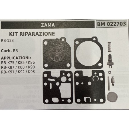 BRUMAR MEMBRANAKIT RIPARAZIONE ZAMA  KIT RIPARAZIONE RB123  Carb RB  APPLICAZIONI RBK75  K85  K86 RBK87  K88  K90 RBK91  K92  K