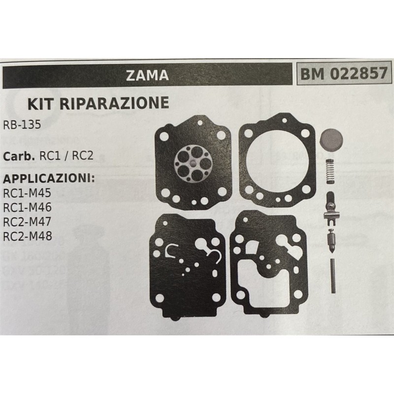 BRUMAR MEMBRANAKIT RIPARAZIONE ZAMA  KIT RIPARAZIONE RB135  Carb RC1  RC2  APPLICAZIONI RC1M45 RC1M46 RC2M47 RC2M48  Membrane