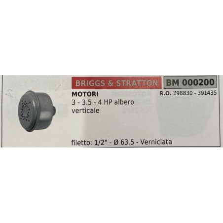 BRUMAR MARMITTA BRIGGS & STRATTON  MOTORI 3  35  4 HP albero verticale  filetto 12""  Ø 635  Verniciata RO 298830  391435