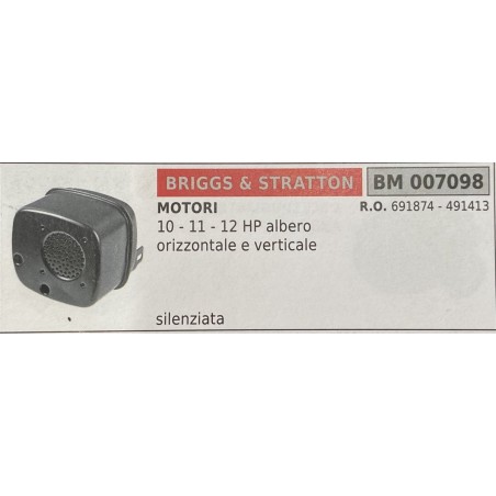 BRUMAR MARMITTA BRIGGS & STRATTON  MOTORI 10  11  12 HP albero orizzontale e verticale  silenziata RO 691874  491413