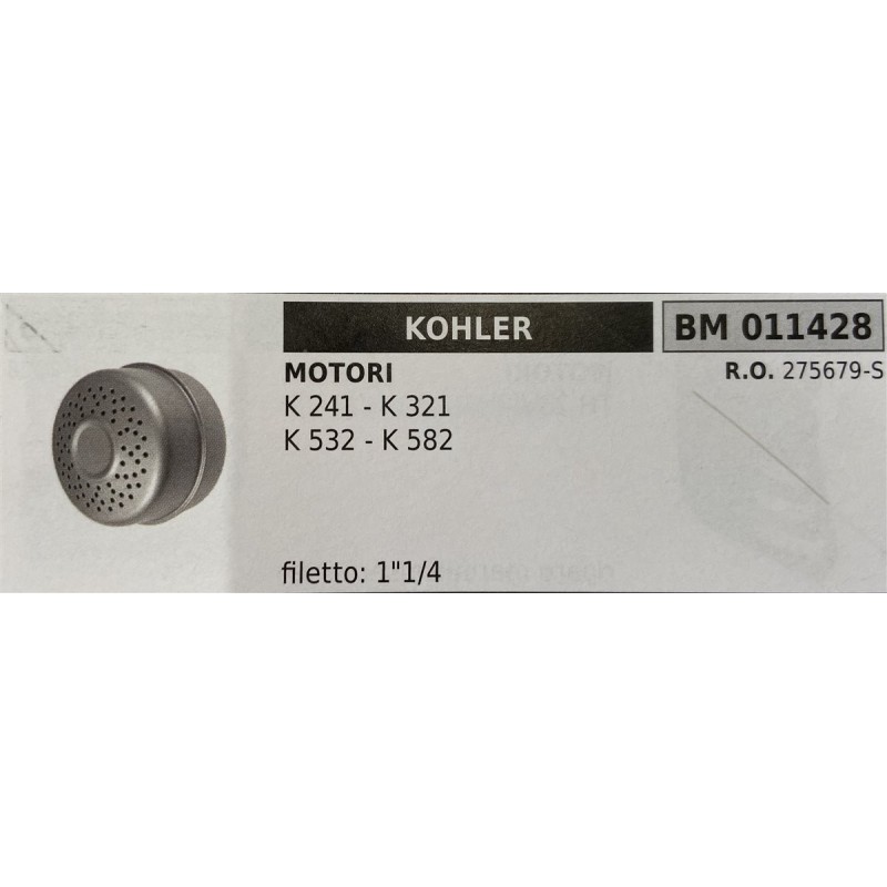 BRUMAR MARMITTA KOHLER  MOTORI K 241  K 321 K 532  K 582  filetto 1""14 RO 275679S