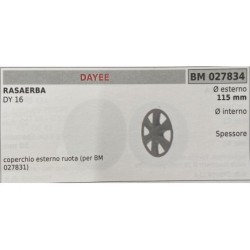 BRUMAR RUOTA RASAERBA DAYEE  RASAERBA DY 16  coperchio esterno ruota (per BM 027831) Ø esterno 115 mm Ø interno  spessore   RO